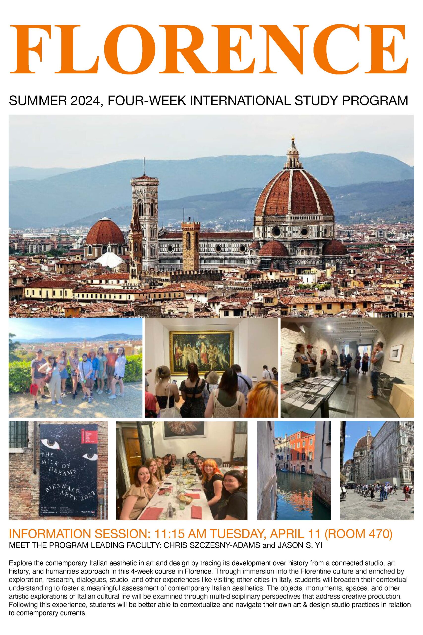 INFORMATION SESSION — FLORENCE STUDY ABROAD SUMMER 2024, Apr. 11