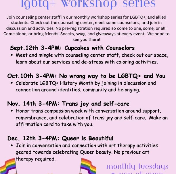 Marquette University Counseling Center’s LGBTQ+ Workshop Series