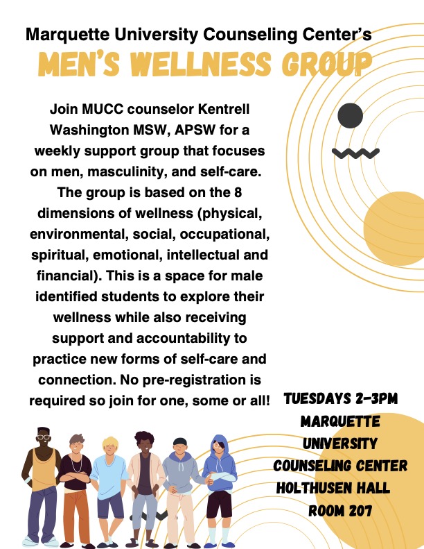 Men’s Wellness Group available through Marquette Counseling Center