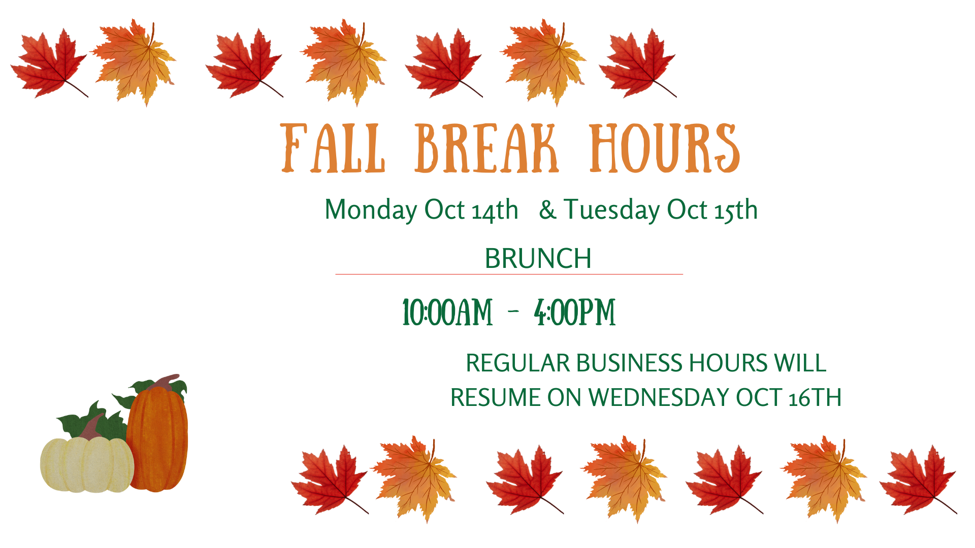 MIAD Café Hours – Fall Break