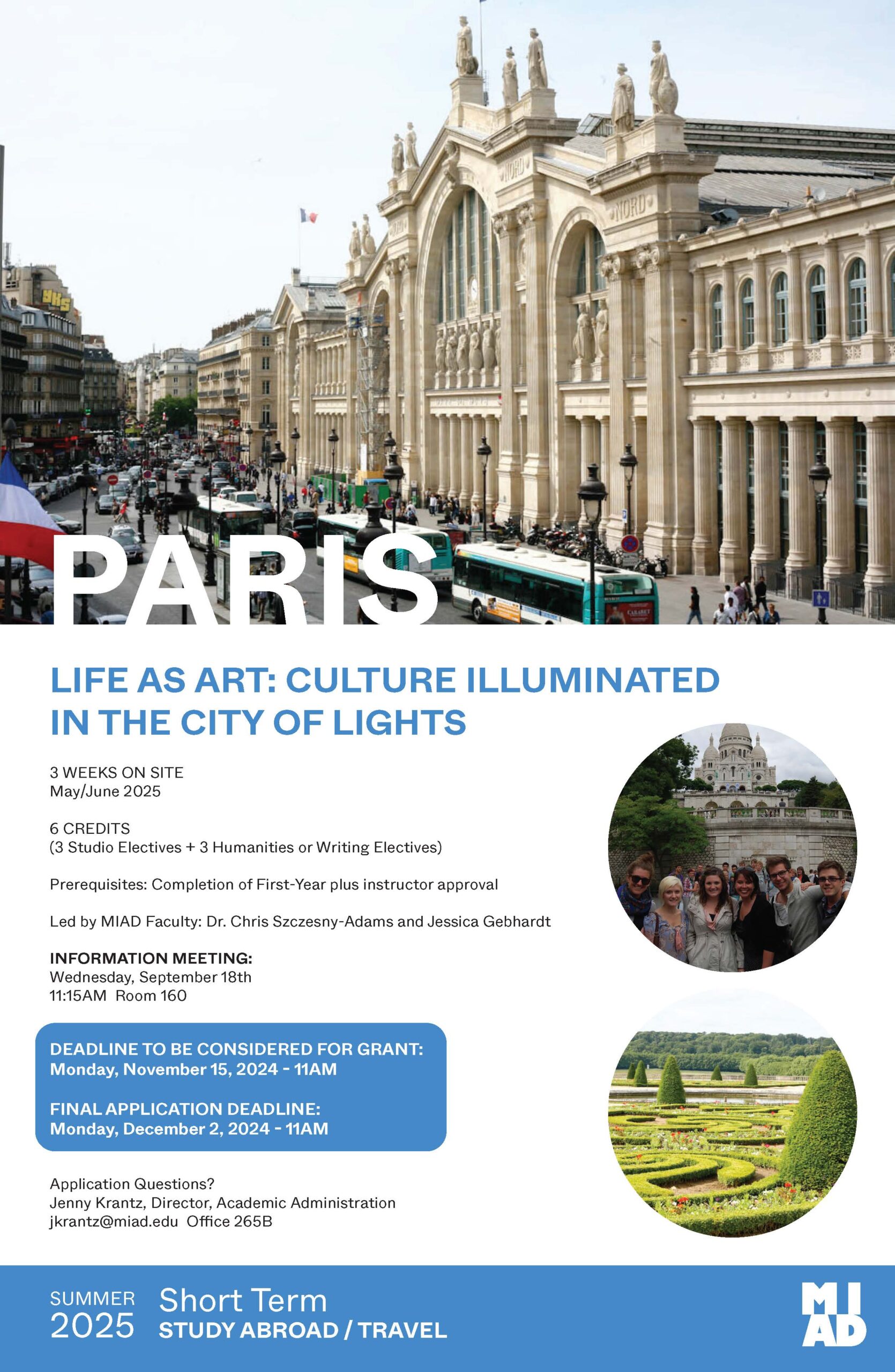 PARIS APPLICATION DEADLINE – Dec. 2