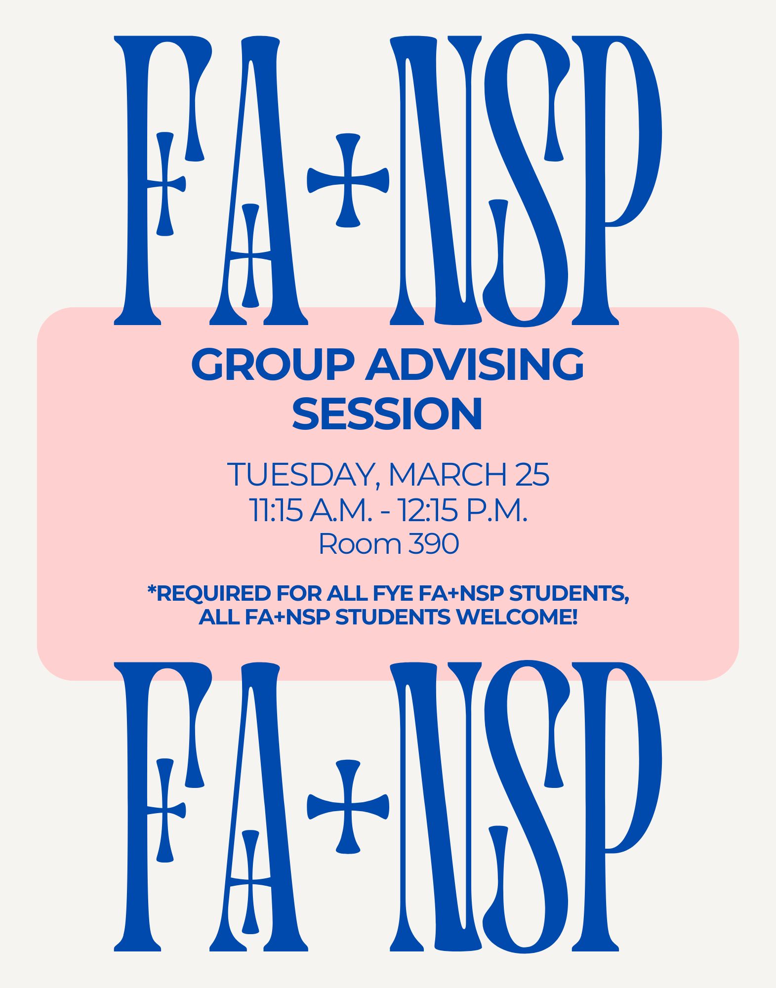 FA+NSP Group Advising Session, Mar. 25