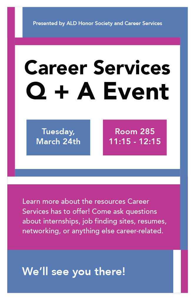 ALD & Career Services Present: A Career Services Q&A, Mar. 24