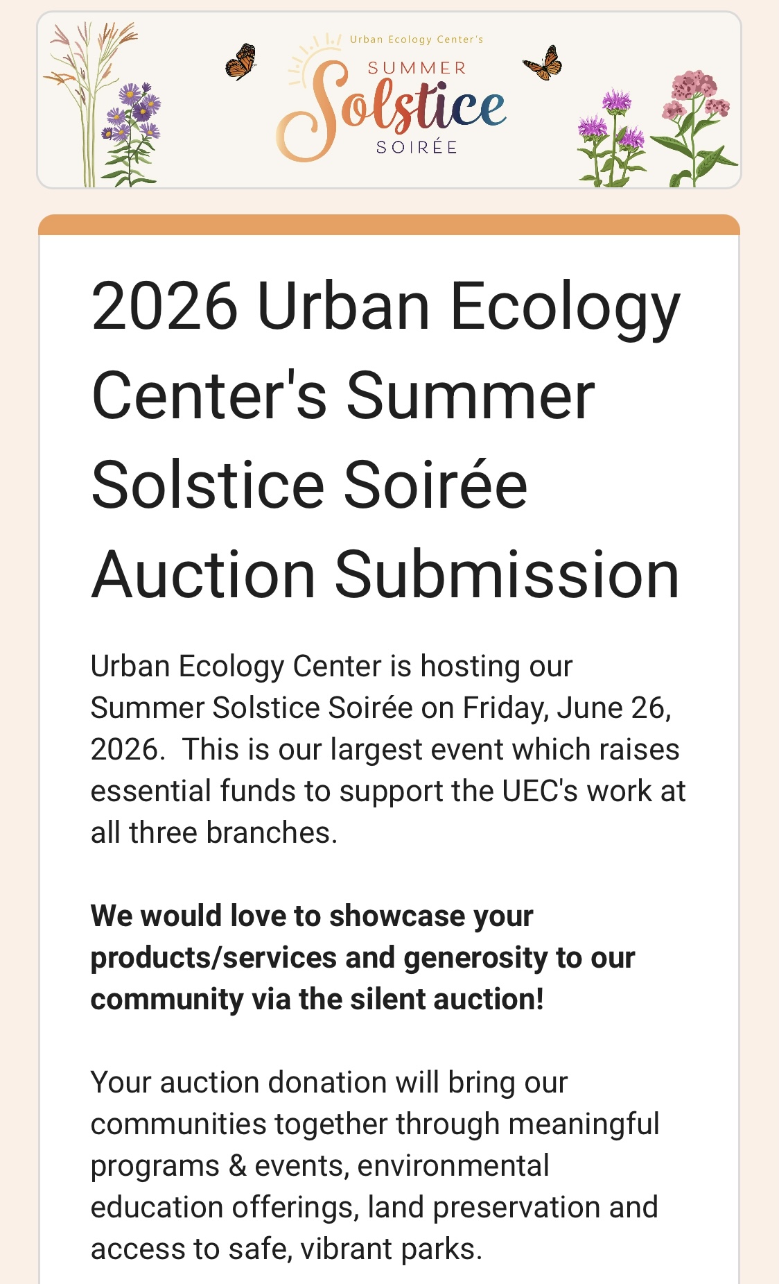 Support Urban Ecology / UEC with your Art!