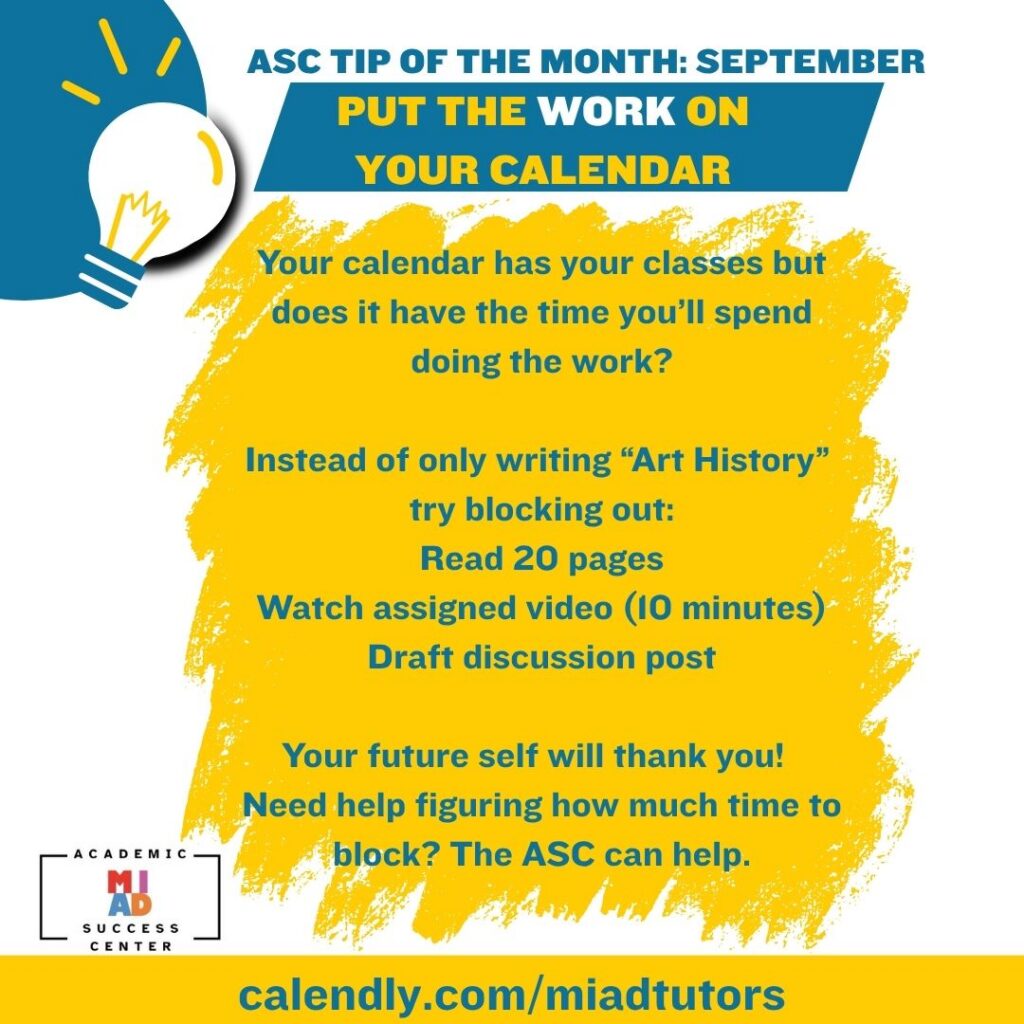 Academic Success Center Tip of the Month