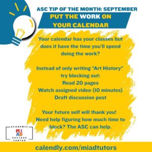 Academic Success Center Tip of the Month