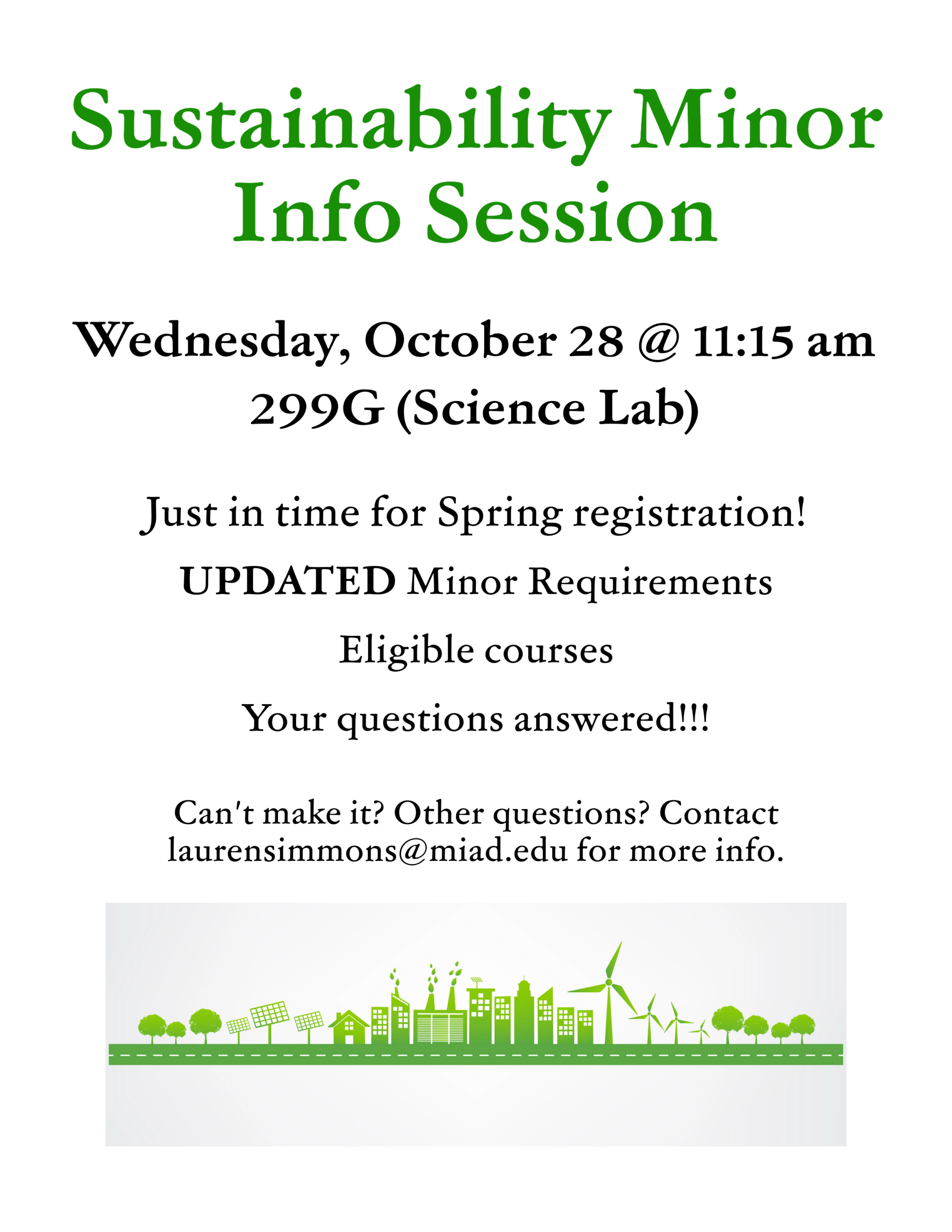 Sustainability Minor Info Session, Oct. 28